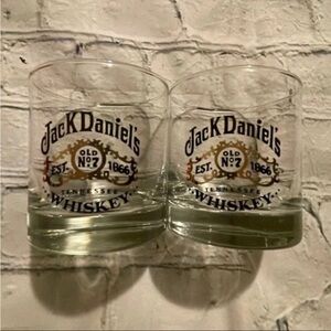 Jack Daniel's Clear Glass Whiskey Rocks Glasses with Black and Gold Logo